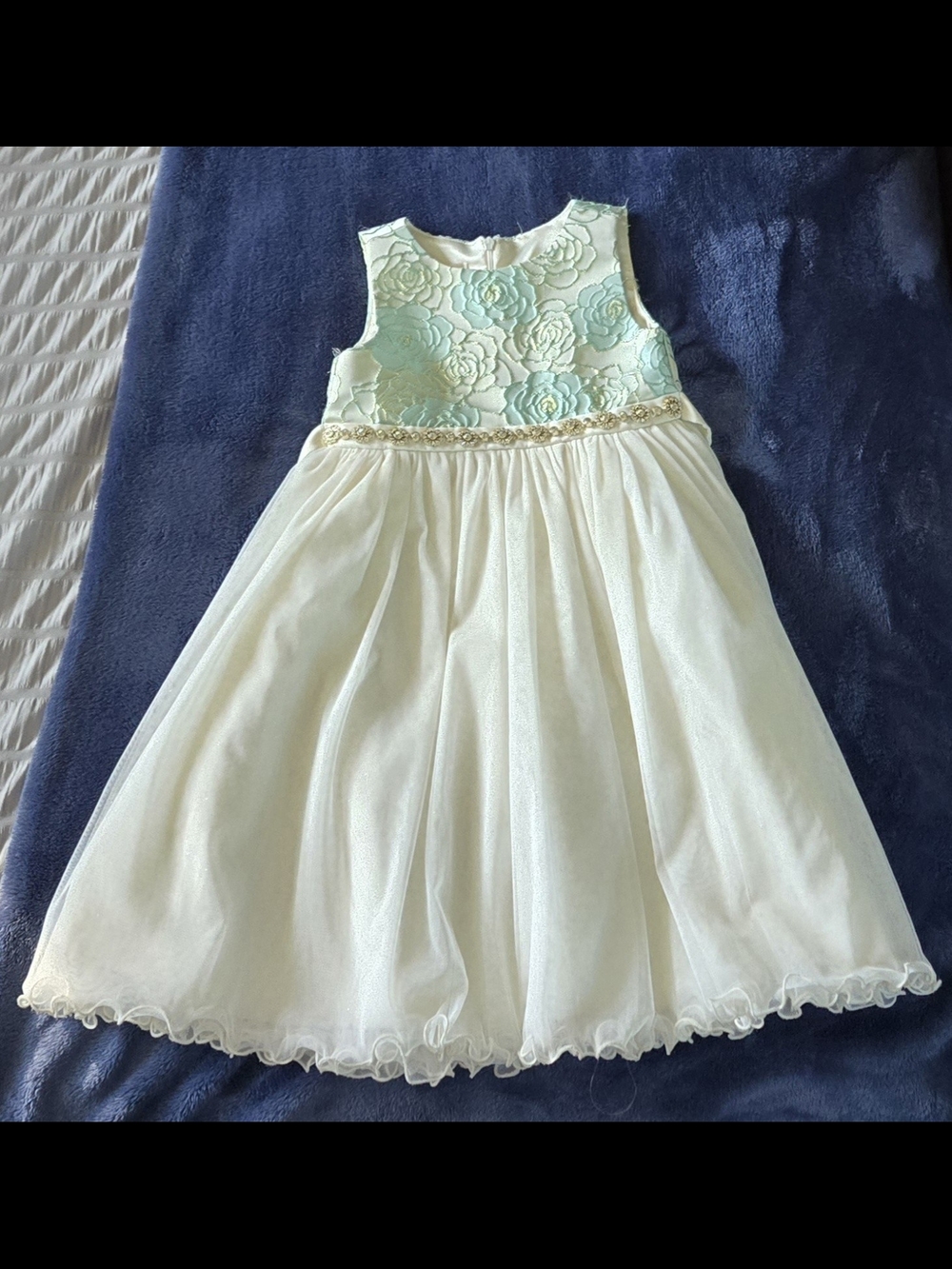 American Princess Girls Mint & Ivory Floral Bodice Party Dress